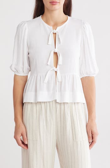 Renee C Women's Tie Front Blouse In White