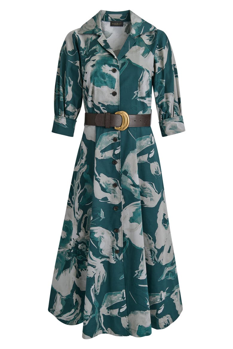 Abstract Floral Belted Midi Shirtdress, Alternate, color, HUDSON/WEA