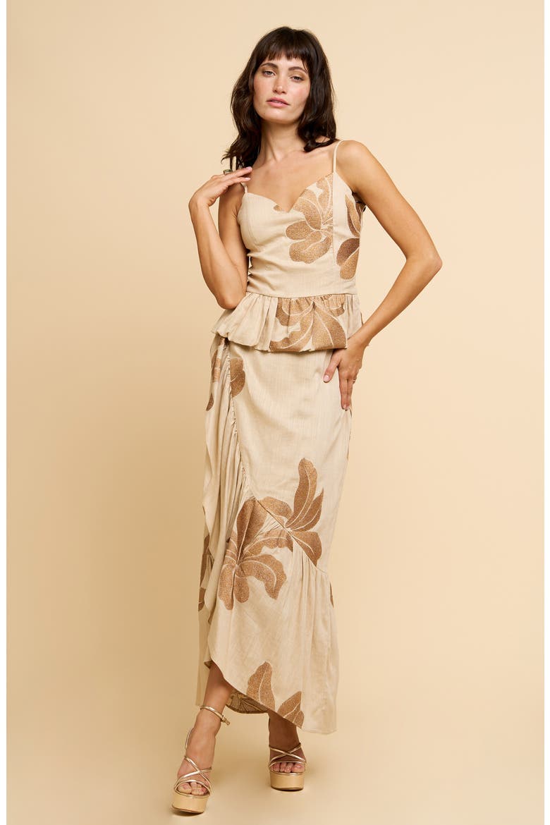 Verona Floral Embroidered Peplum Camisole, Alternate, color, TAN