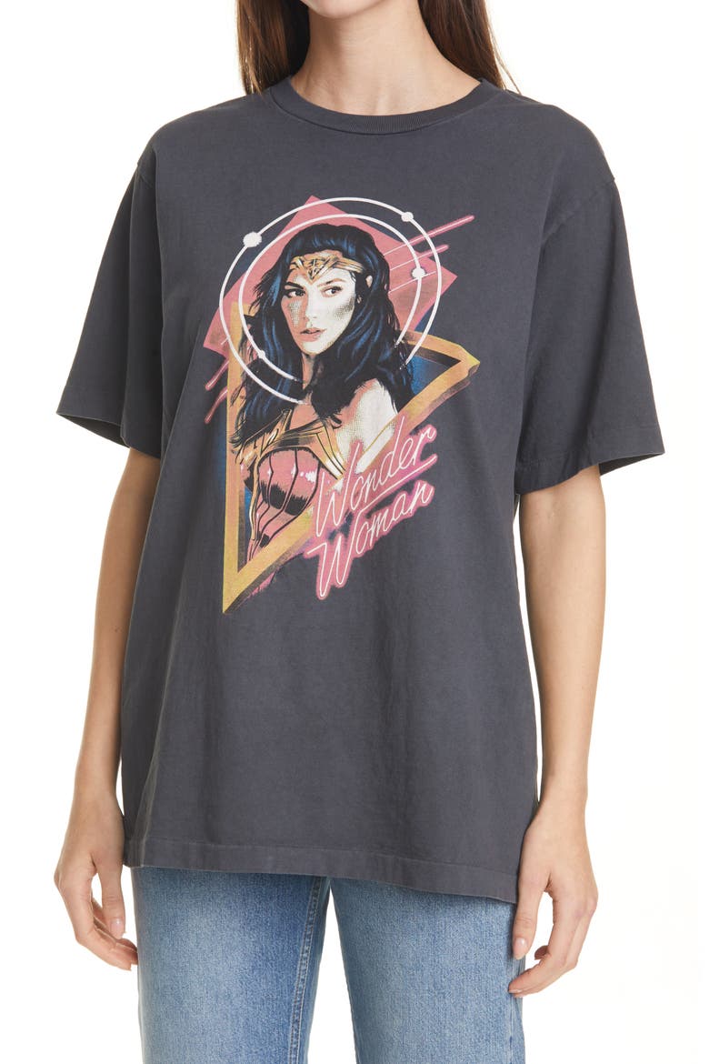 '80s Oversize Wonder Woman Graphic Tee, Main, color, WASHED BLACK