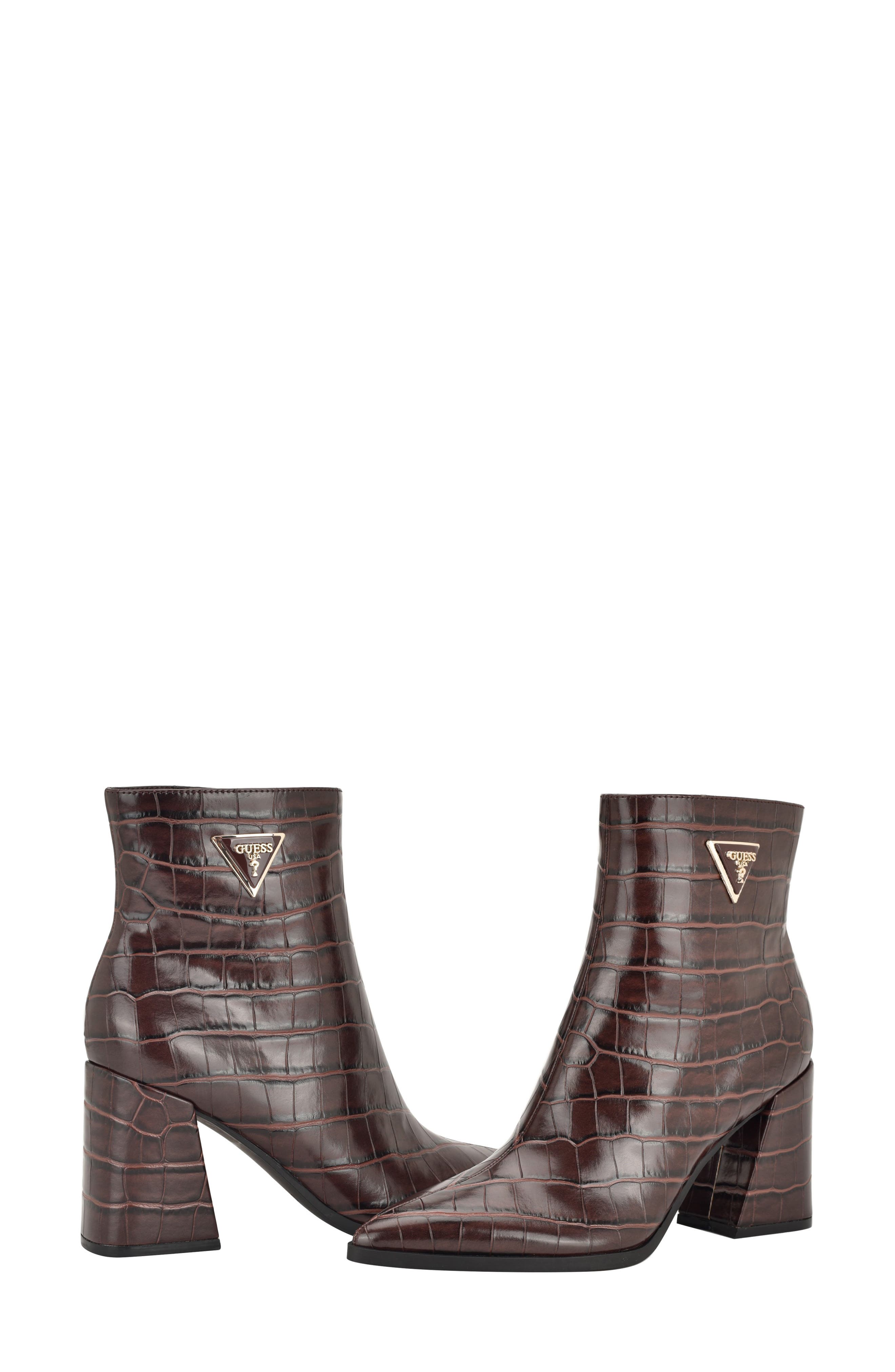 GUESS Lusera Pointed Toe Bootie, Alternate, color, Dark Brown