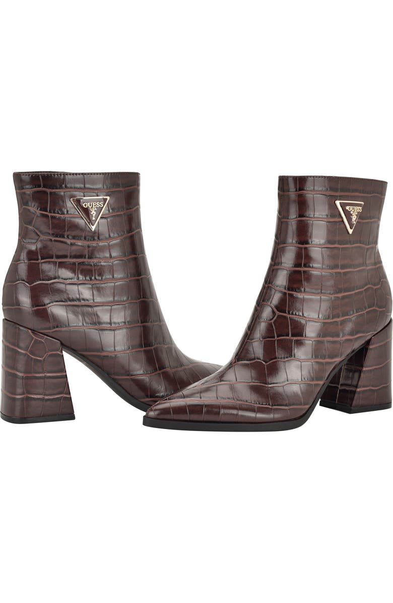 GUESS Lusera Pointed Toe Bootie, Alternate, color, Dark Brown