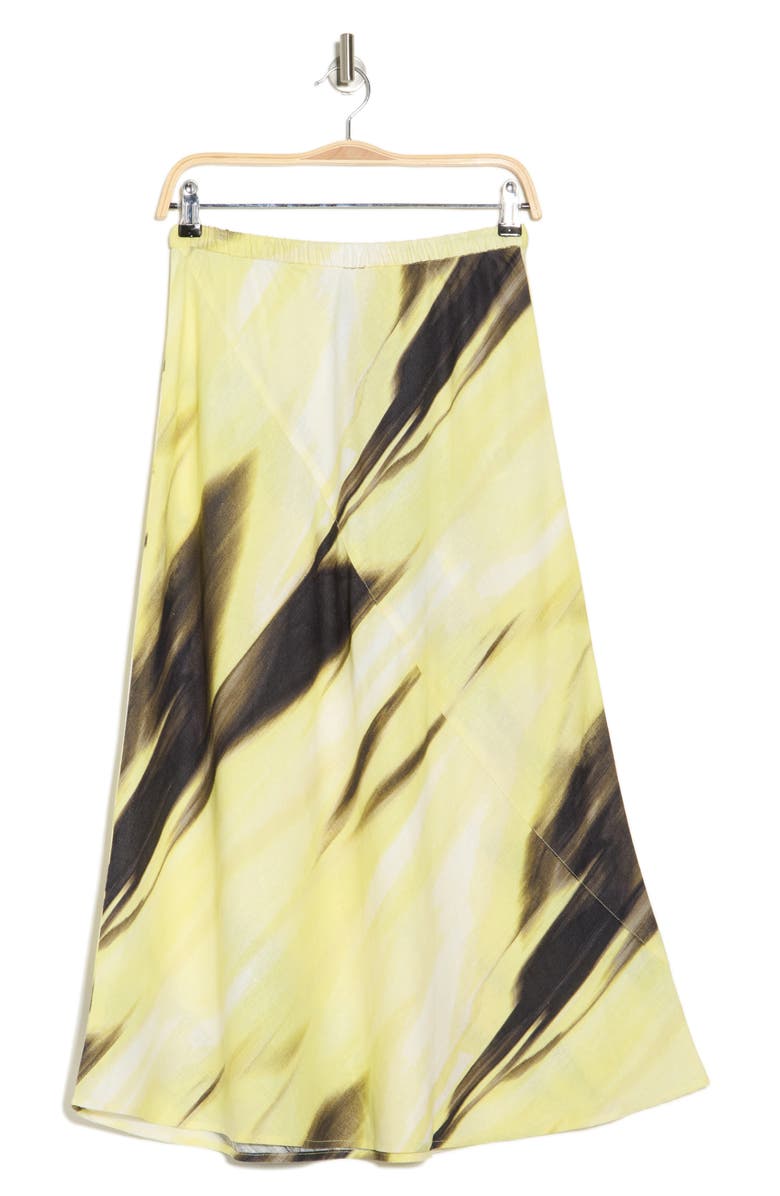 DONNA KARAN Pull-On A-Line Linen Blend Skirt, Alternate, color, Linen Multi
