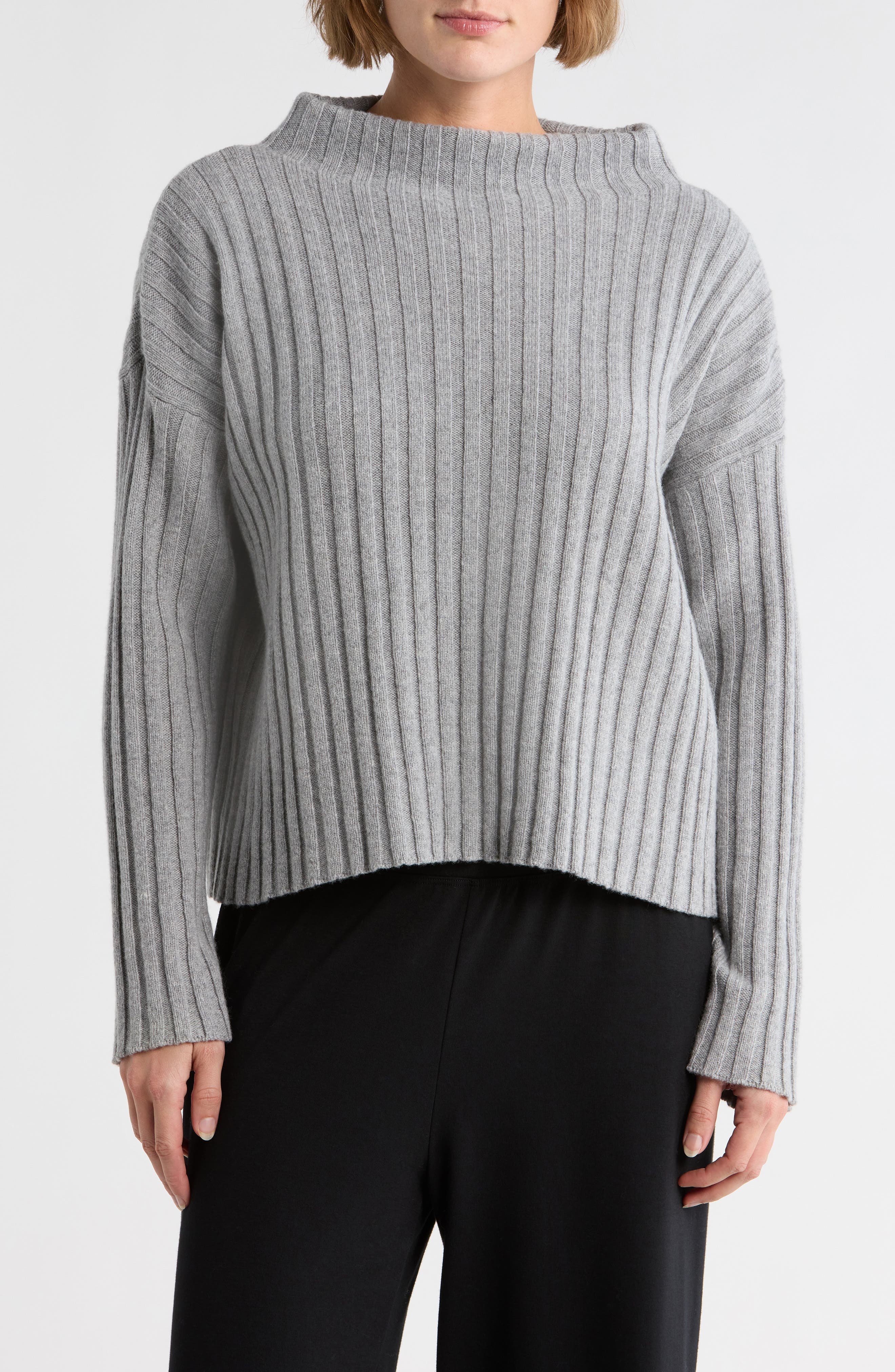 Eileen Fisher Funnel Neck Wool & Cashmere Sweater
