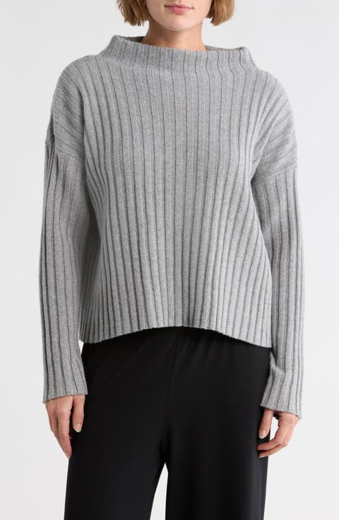 Funnel Neck Wool & Cashmere Sweater