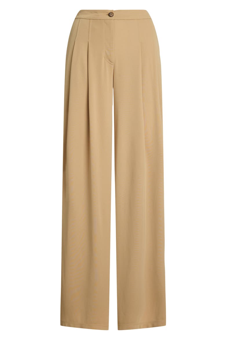 Pleated Wide Leg Knit Pants, Alternate, color, LIGHT BEIGE
