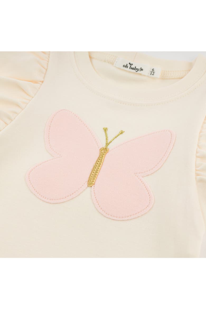 Butterfly Pink Terry with Gold Butterfly Tee, Alternate, color, Cream