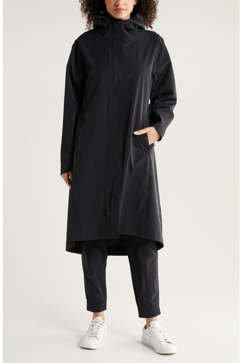Journey Water Resistant Raincoat, Alternate, color, BLACK
