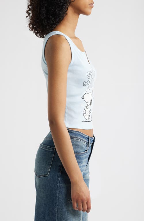 Shop Vinyl Icons Peanuts® Split Neck Graphic Tank In Nantucket Breeze