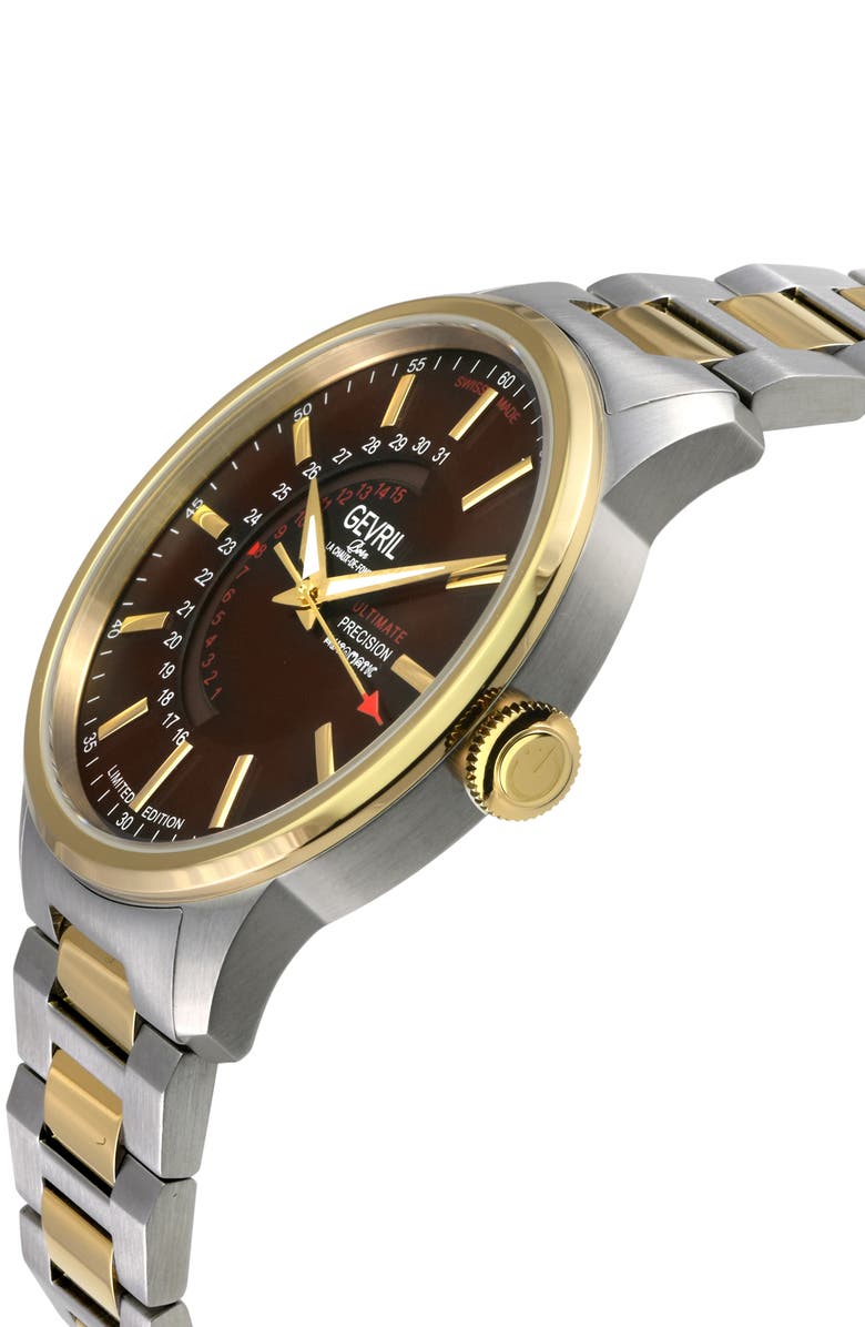 GEVRIL Guggenheim Automatic Bracelet Watch, 44mm, Alternate, color, Two Tone Stainless Steel