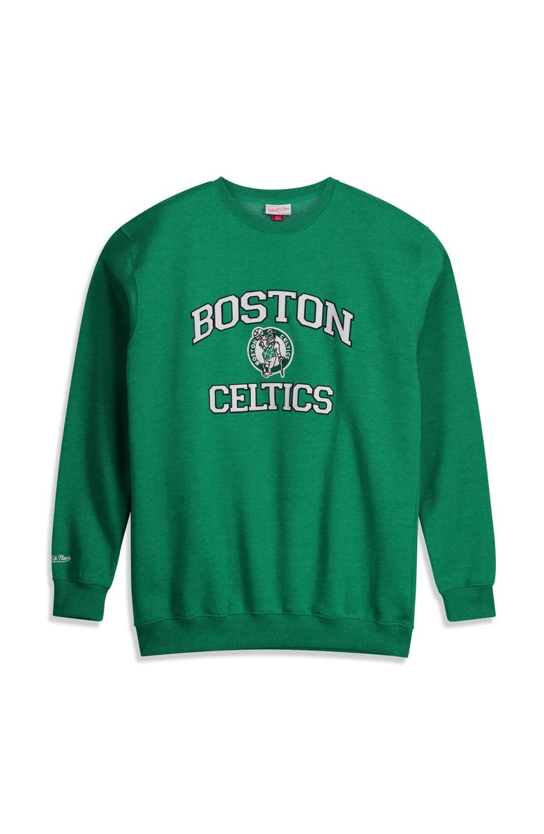 Mitchell & Ness Men's Mitchell & Ness Heather Kelly Green Boston Celtics Hardwood Classics Big & Tall Crewneck Sweatshirt, Main, color, Heather Kelly Green