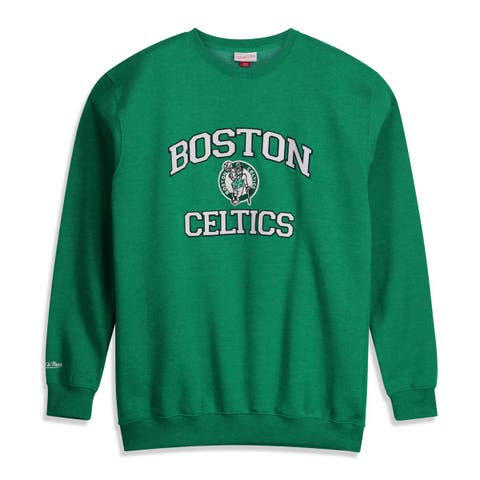 Men's Mitchell & Ness Heather Kelly Green Boston Celtics Hardwood Classics Big & Tall Crewneck Sweatshirt