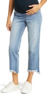 1822 Denim Over the Bump Frayed Ankle Straight Leg Maternity Jeans