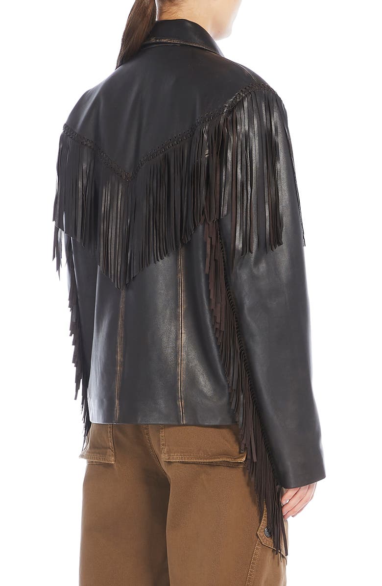 Weekend Max Mara Eracle Fringe Leather Jacket, Alternate, color, 