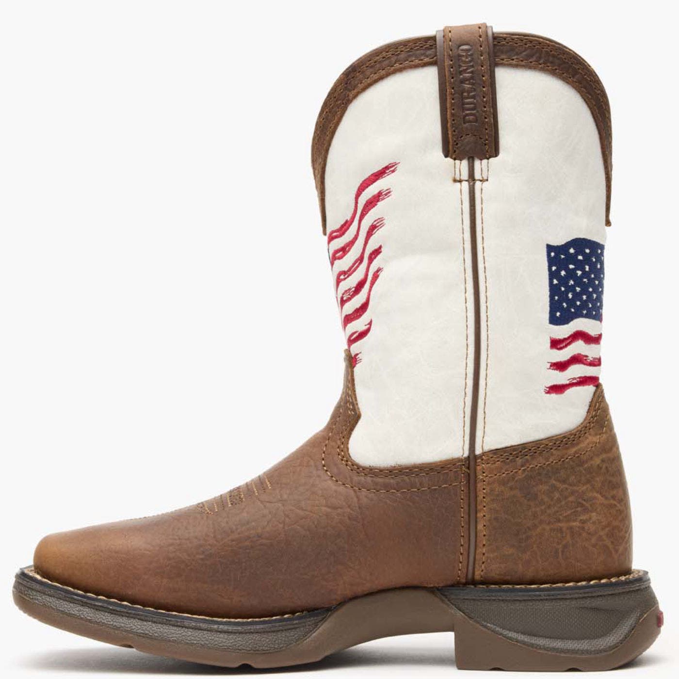 DURANGO Lil' Big Kids Distressed Flag Western Boot, Alternate, color, Bay Brown And White