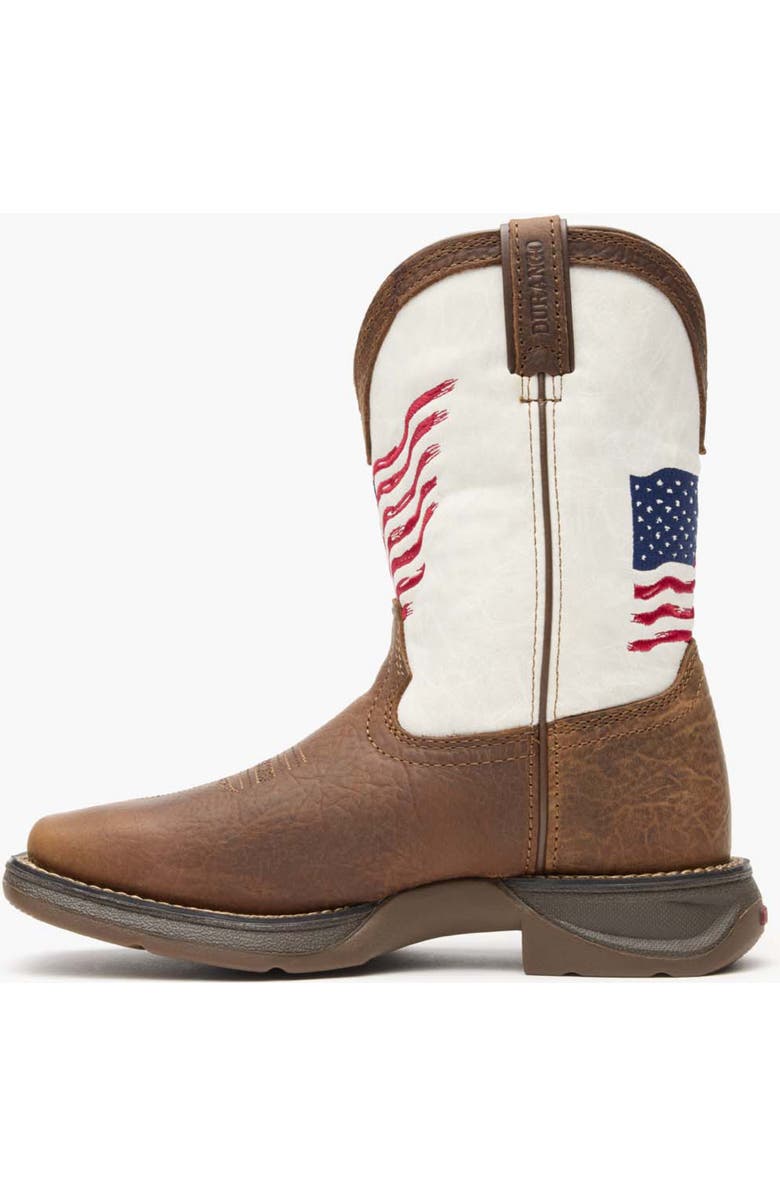 DURANGO Lil' Big Kids Distressed Flag Western Boot, Alternate, color, Bay Brown And White