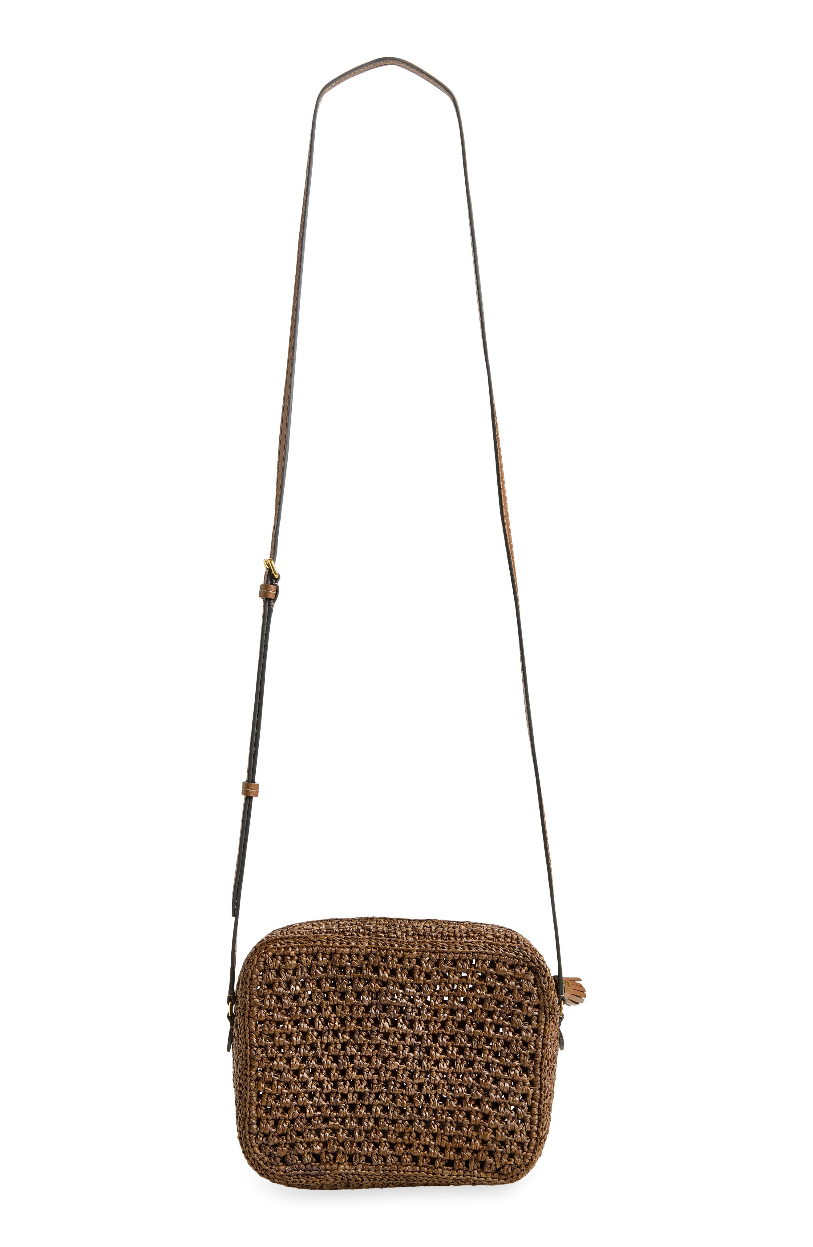 Eyes Raffia Crossbody Bag, Alternate, color, OTTER BROWN