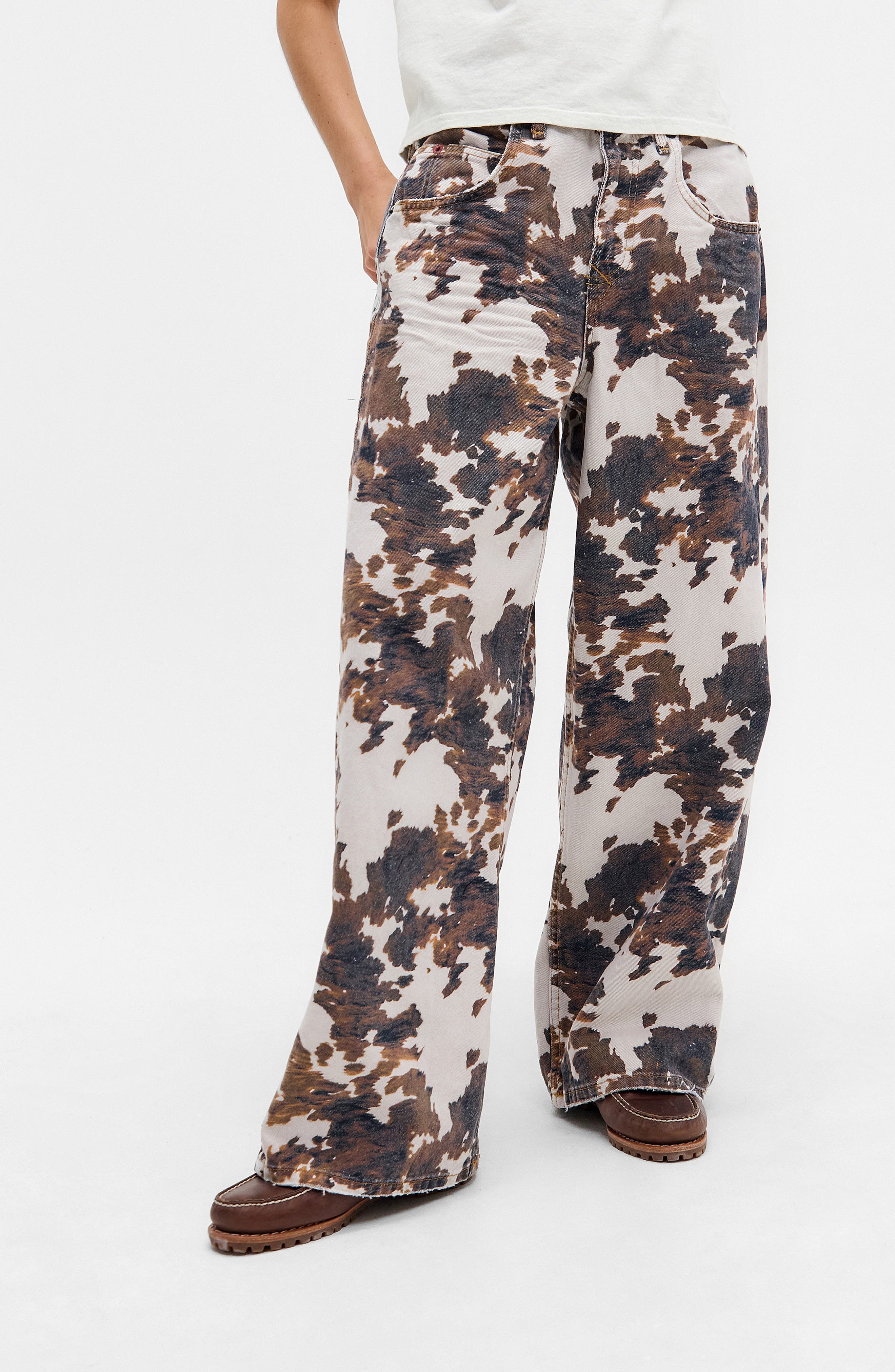 BDG Urban Outfitters Jaya Cow Print Wide Leg Jeans