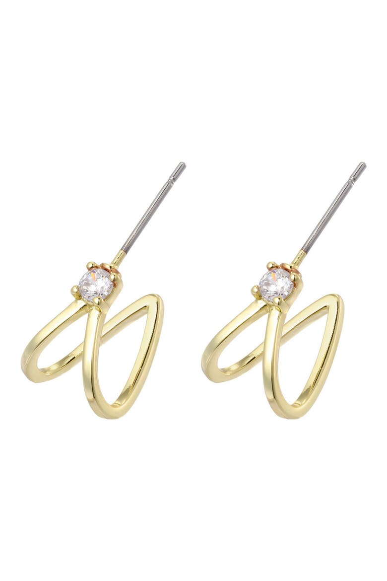 14K Gold Plated Cubic Zirconia Wrap Stud Earrings, Alternate, color, GOLD