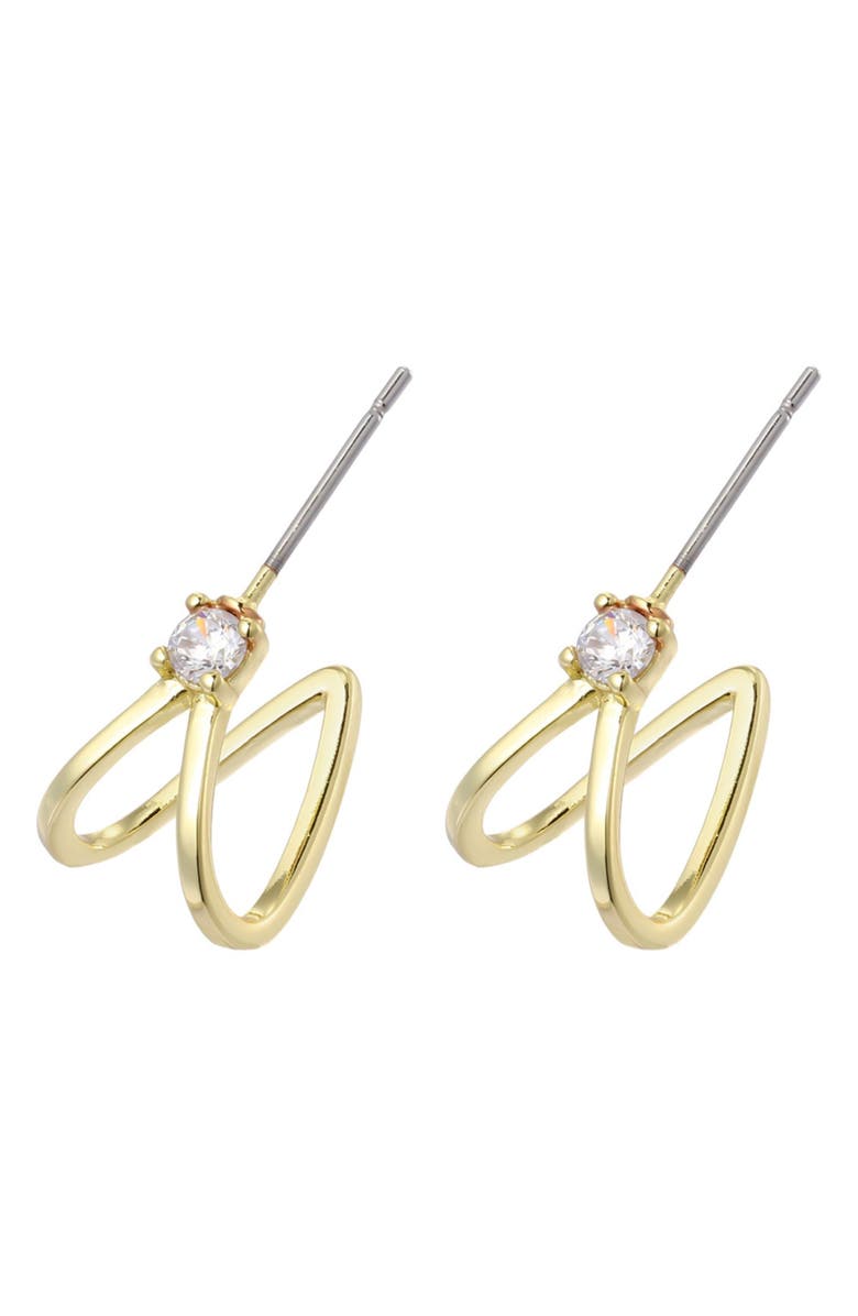 Adornia 14K Gold Plated Cubic Zirconia Wrap Stud Earrings, Alternate, color, Gold