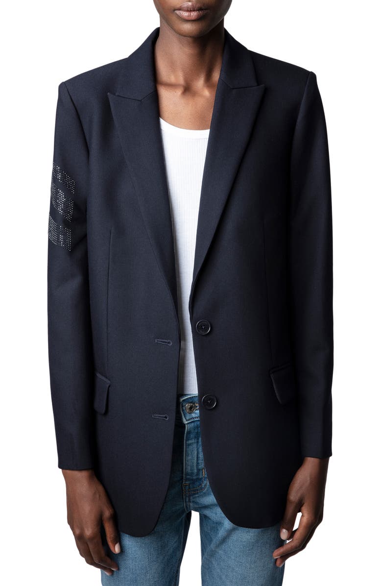 Zadig & Voltaire Viva Arrow Embellished Oversize Blazer, Main, color,