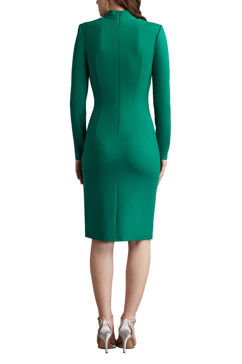 Ruffle Side Drape Long Sleeve Cocktail Dress, Alternate, color, EMERALD