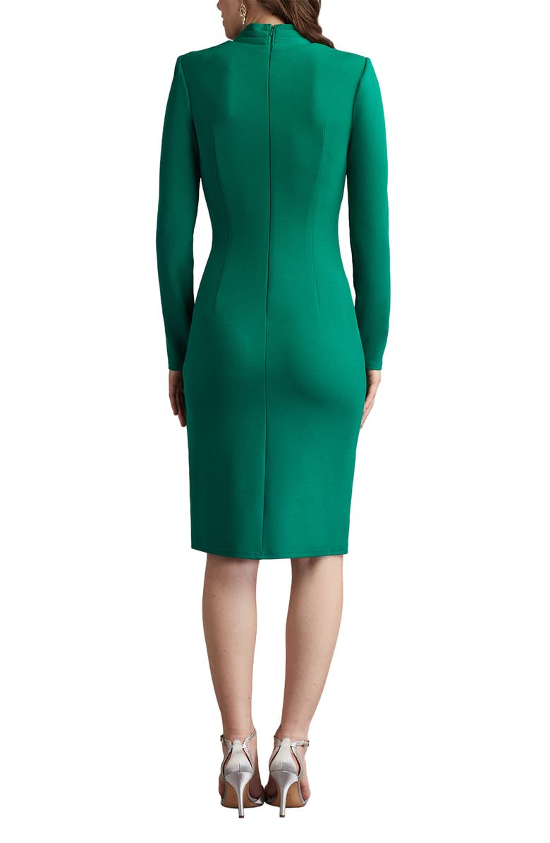 Tadashi Shoji Ruffle Side Drape Long Sleeve Cocktail Dress, Alternate, color, Emerald