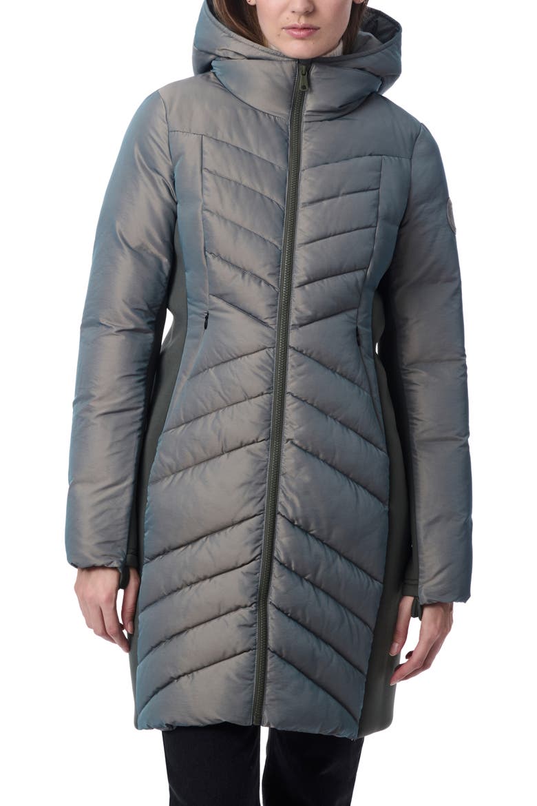 Chevron Quilted Puffer Coat, Main, color, SMOKE
