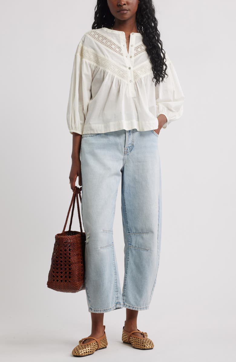 Treasure & Bond Lace Inset Woven Shirt, Alternate, color, Ivory Egret