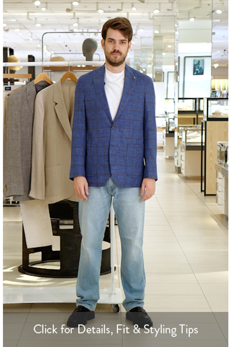 Hampton Blue Deco Plaid Wool & Silk Blend Sport Coat video