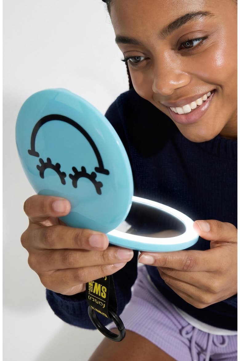 x S.W. Smiley Bag Charm Mirror, Alternate, color, Aqua