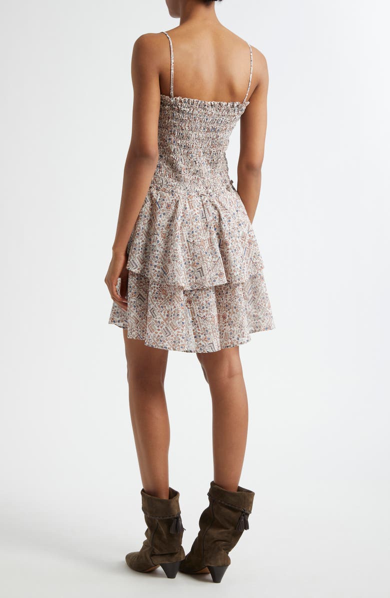 Isabel Marant Étoile Anka Shirred Tiered Convertible Cotton Voile Minidress, Alternate, color, Ecru