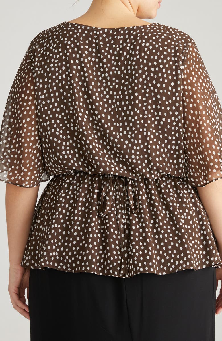 Universal Standard Milou Faux Wrap Top, Alternate, color, Brown/ White Dot Print