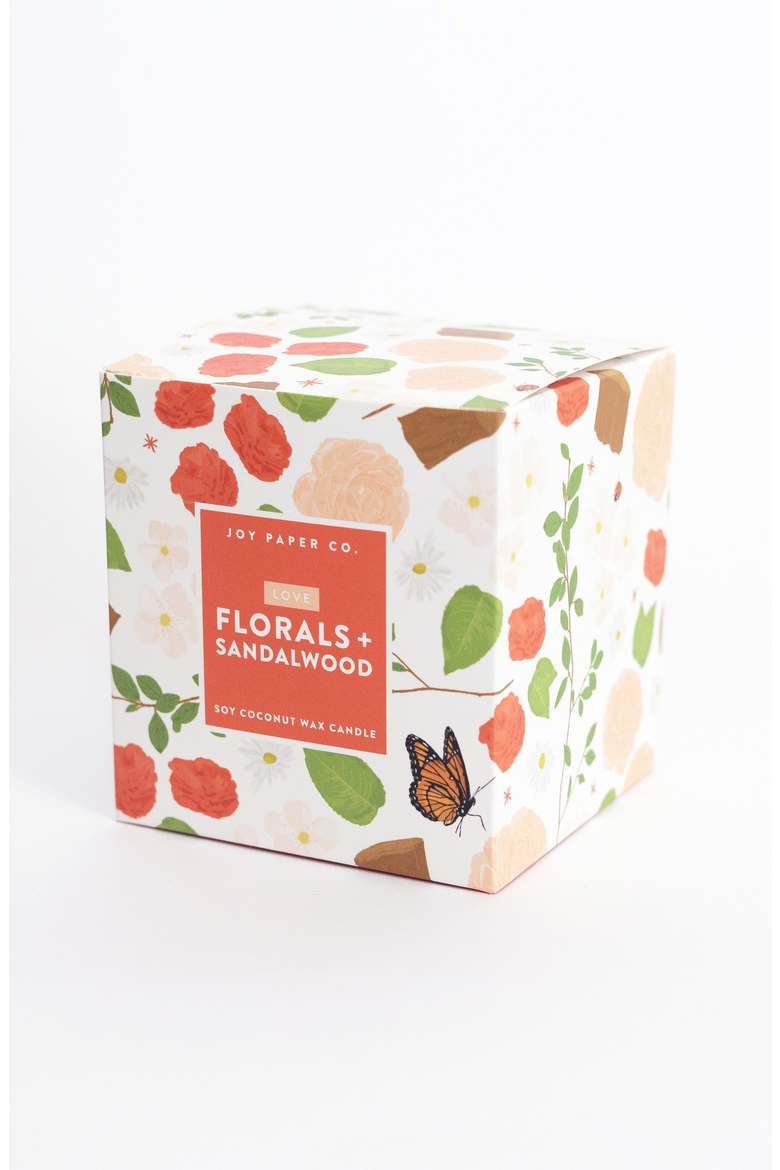 Love Florals Sandalwood Soy Coconut Candle, Alternate, color, White Glass