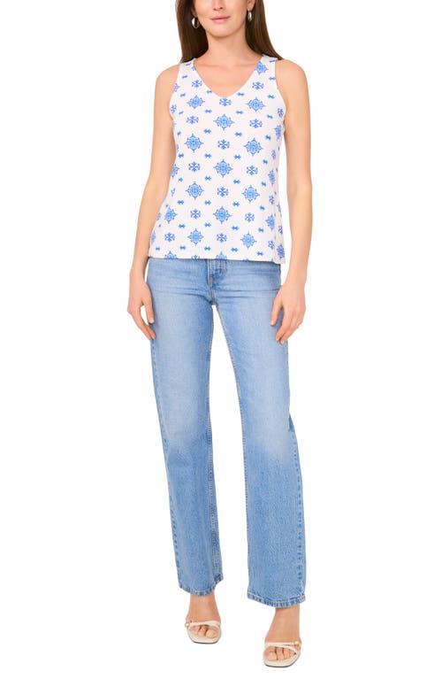 Vince Camuto V-neck Keyhole Tank In Canal Blue Diamond