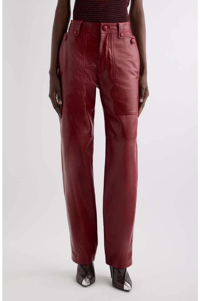 Valka Leather Pants, Main, color, DEEP RED