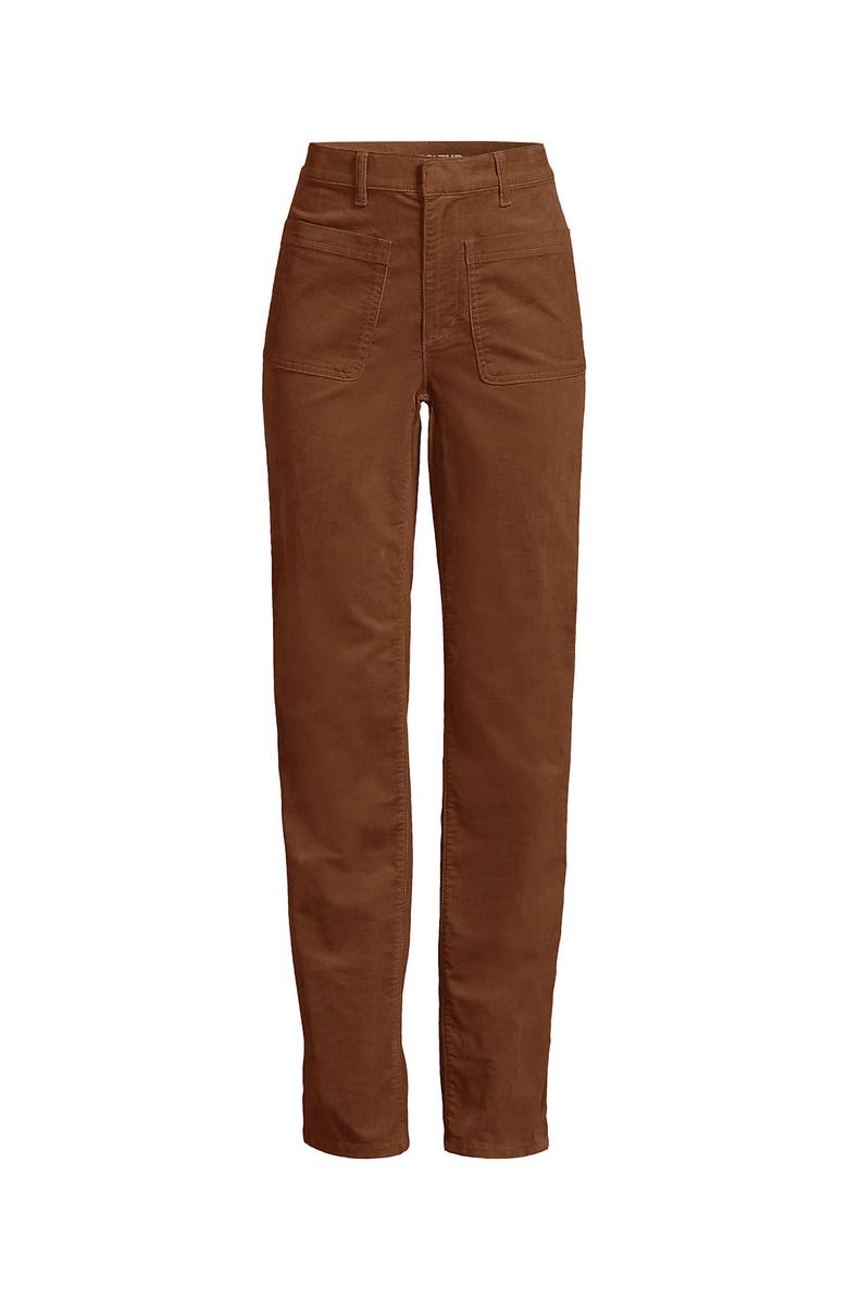 Lands
 End Corduroy High Rise Rail Straight Leg Pants, Alternate, color, Maple Toffee