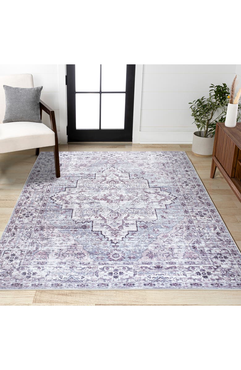 JONATHAN Y Didim Boho Medallion Machine-Washable Area Rug, Alternate, color, Gray/Purple