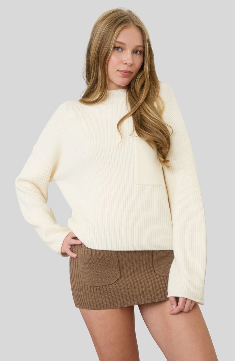 Blu Pepper Mock Neck Long Sleeve Sweater, Alternate, color, Cream