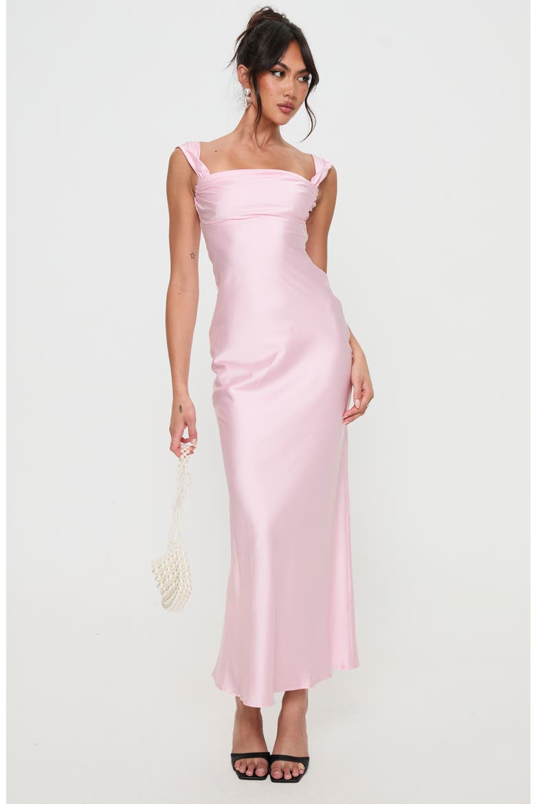 Azura Sleeveless Satin Maxi Dress, Alternate, color, PINK