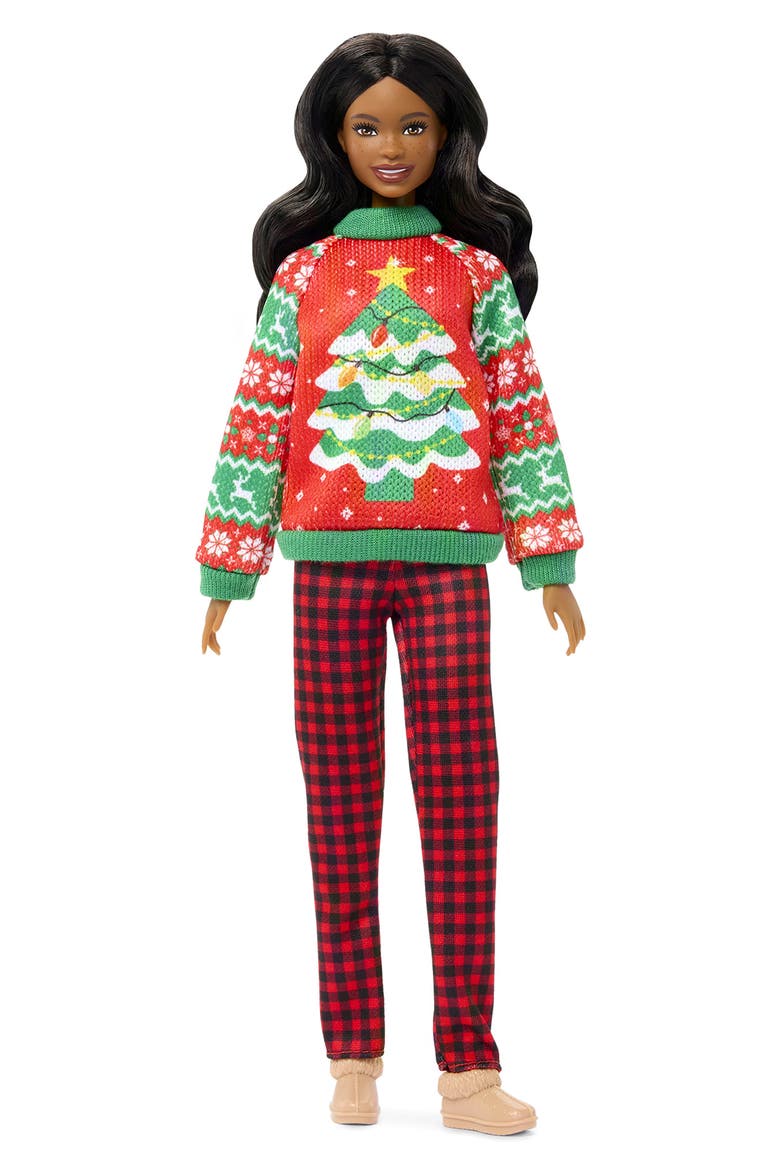 Kids' Holiday Sweater Doll, Main, color, BRUNETTE