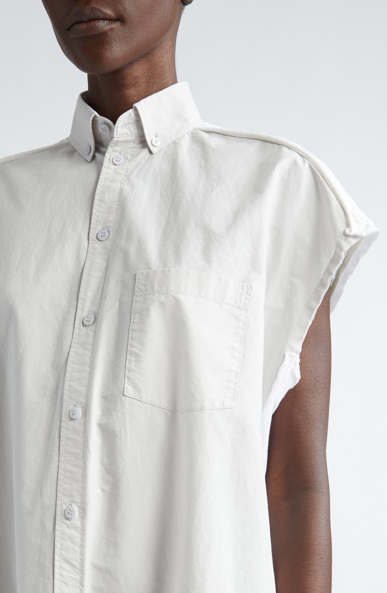 Balenciaga Logo Hybrid Sleeveless Shirtdress, Alternate, color, Dirty White