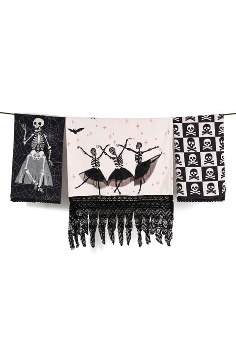 The Elegantly Eerie Set of 3 Cotton Tea Towels