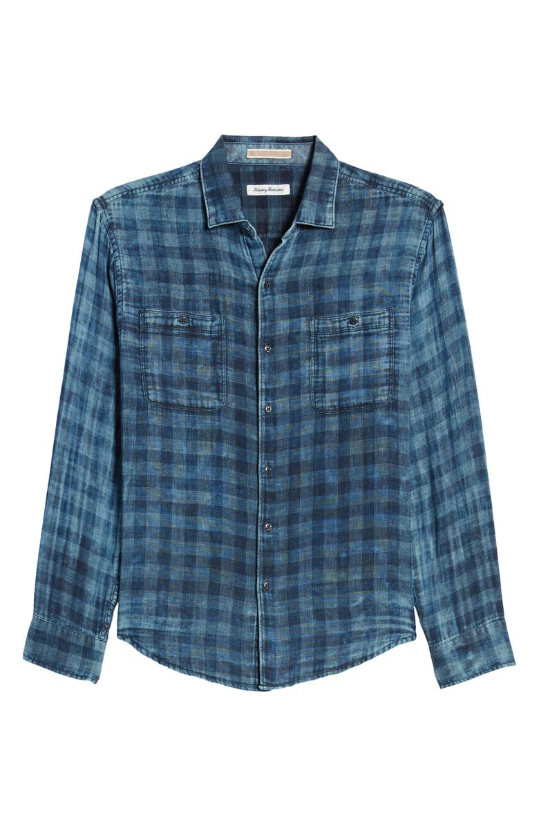 Tommy Bahama India Indigo Check Button-Up Shirt, Alternate, color, 