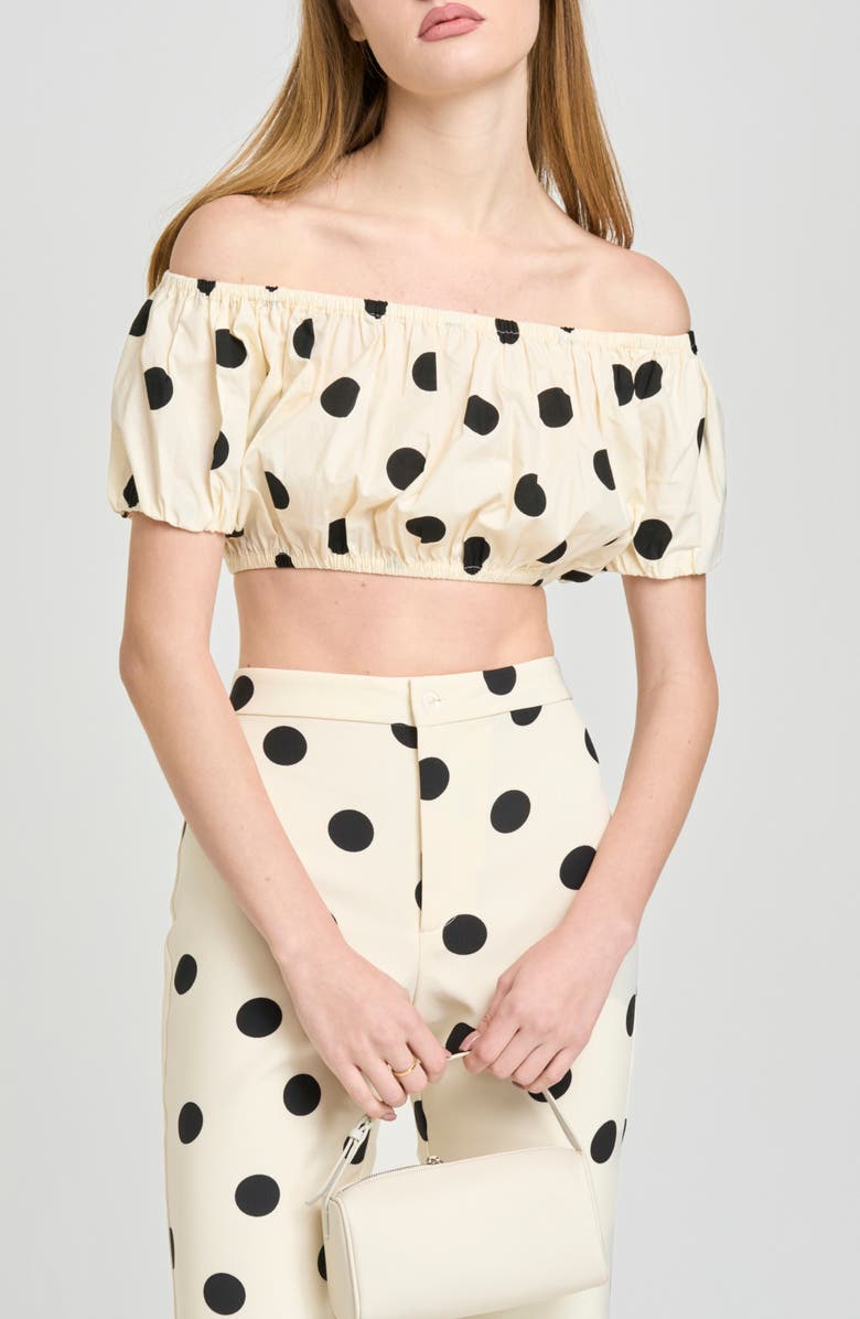 WAYF Marcy Polka Dot Capri Pants, Alternate, color, Ant Ivory Polka Dot