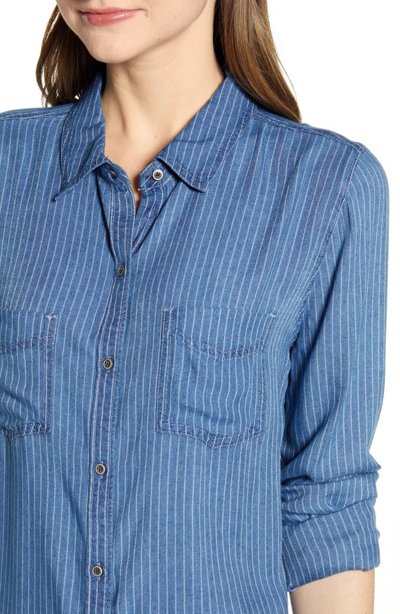 Caslon<sup>®</sup> Stripe Chambray Shirt, Alternate, color, 