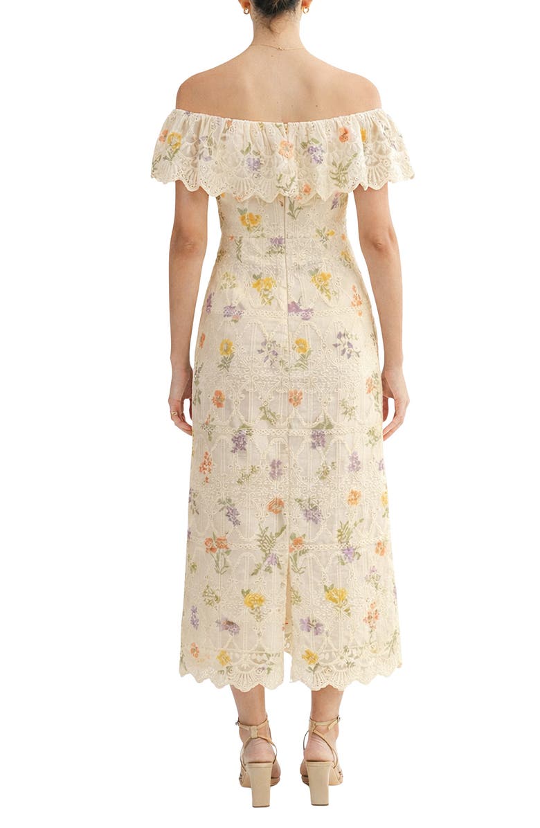 Arose Studio Brinley Embroidered Off the Shoulder Midi Dress, Alternate, color, Multi