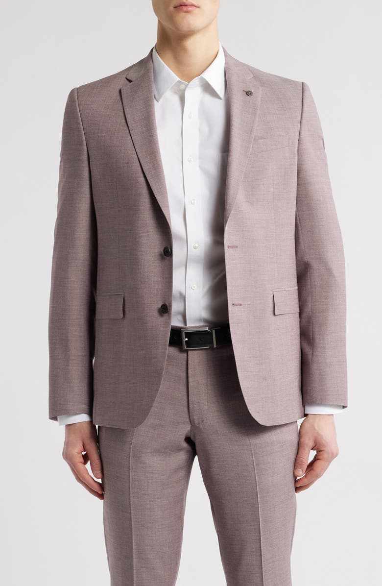 AllSaints Ross Slim Fit Mauve Mélange Wool Blend Suit, Alternate, color, Mauve