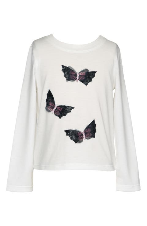 Kids' 3D Butterfly & Bat Long Sleeve Cotton Graphic T-Shirt (Little Kid)