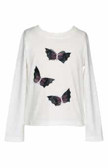 Truly Me Kids' 3D Butterfly & Bat Long Sleeve Cotton Graphic T-Shirt